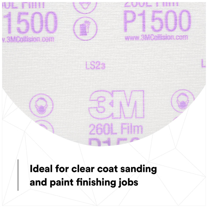 3M Hookit Finishing Film Discs, 00950 - 1500 grit, 6" (box of 100)