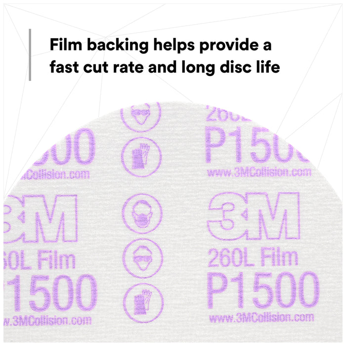 3M Hookit Finishing Film Discs, 00950 - 1500 grit, 6" (box of 100)