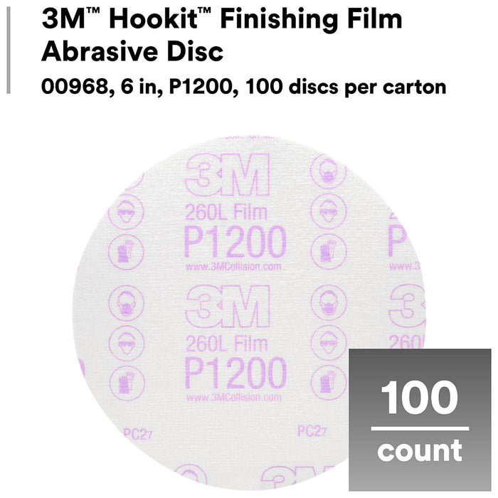 3M Hookit Finishing Film Discs, 00968 - 1200 grit, 6 3M Hookit Finishing Film Discs, 00968 - 1200 grit, 6