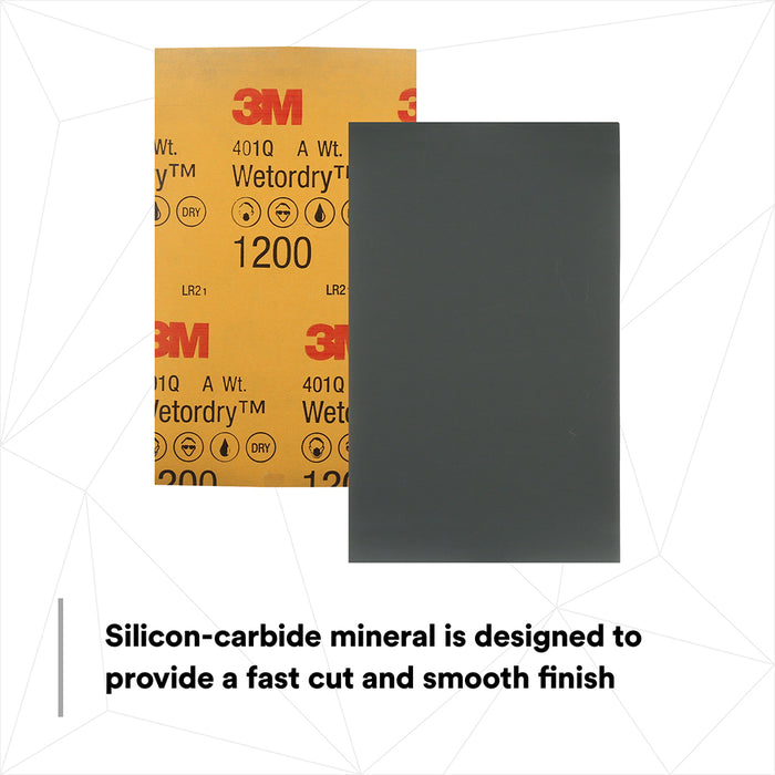 3M Wetordry Sandpaper, 02022 - 1200 grit, 5.5" x 9" (50 sheets)
