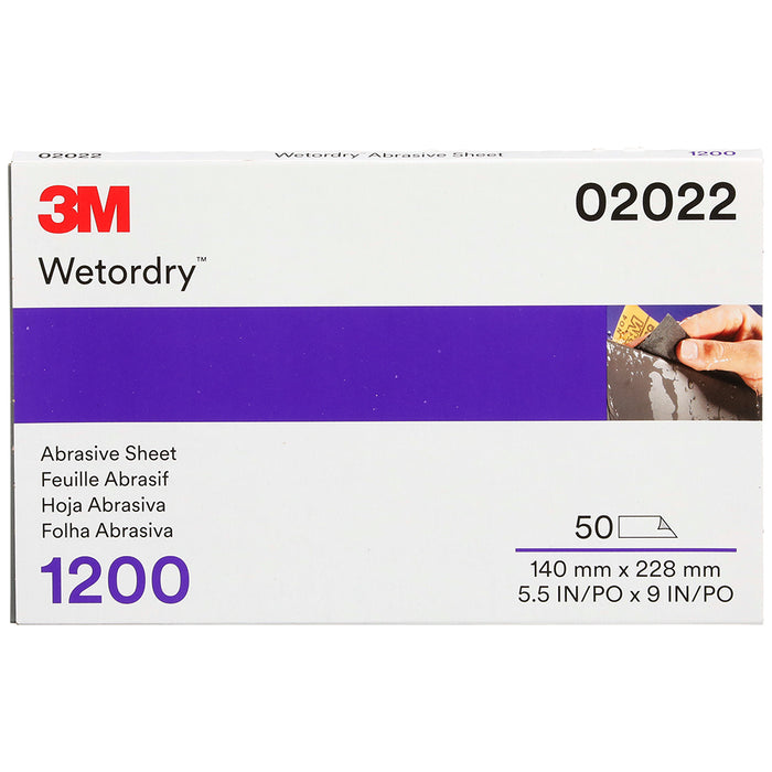3M Wetordry Sandpaper, 02022 - 1200 grit, 5.5" x 9" (50 sheets)