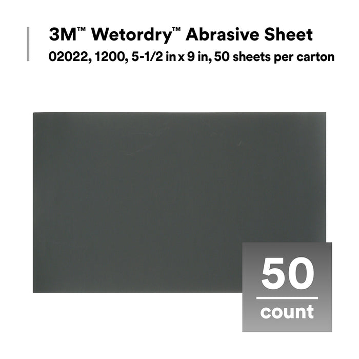 3M Wetordry Sandpaper, 02022 - 1200 grit, 5.5" x 9" (50 sheets)