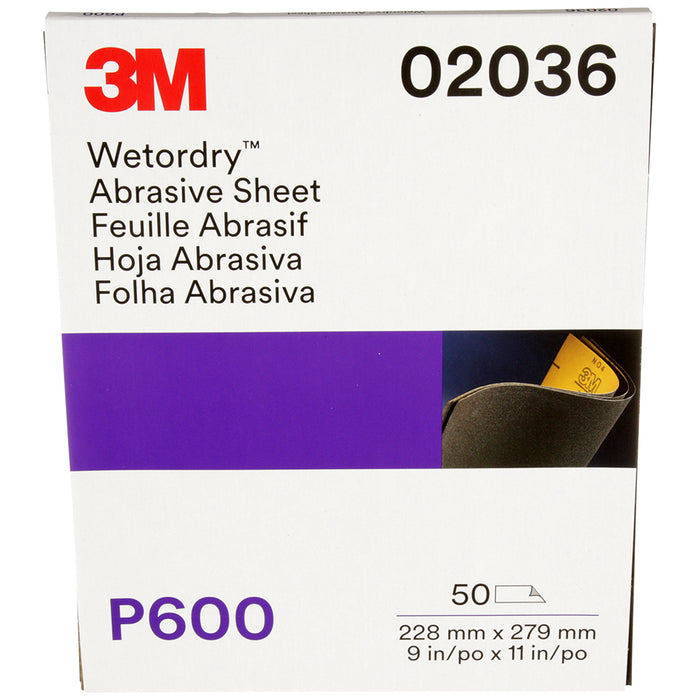 3M Wetordry Sandpaper, 02036 - 600 grit, 9" x 11" (50 sheets)