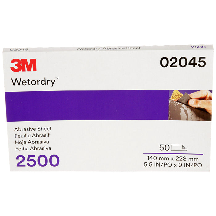 3M Wetordry Sandpaper, 02045 - 2500 grit, 5.5" x 9" (50 sheets)