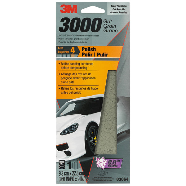 3M Trizact Performance Sandpaper, 03064 - 3000 grit, 3-2/3