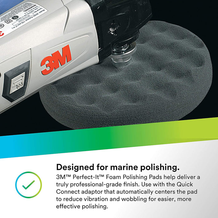3M Perfect-It Foam Polishing Pad, 05707 - 8", Black, Double Sided, Quick Connect