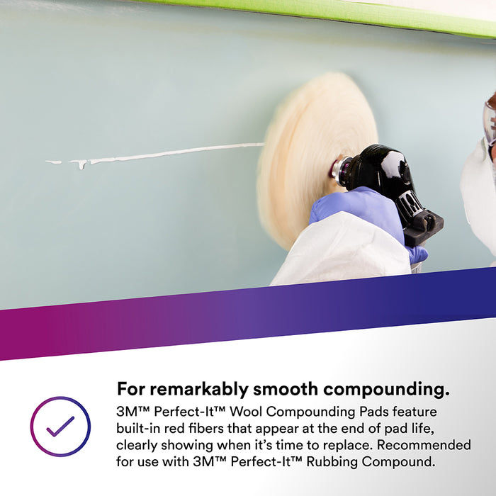 3M Perfect-It Wool Compounding Pad, 05753 - 8", Double Sided, Quick Connect