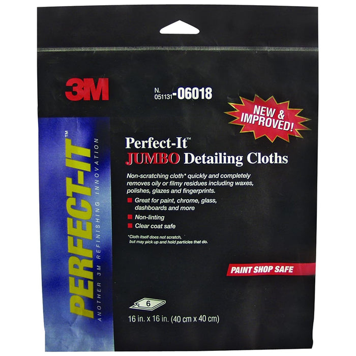 3M Perfect-It Detailing Cloths, 06018 - 16" x 16", Yellow (6 pack)