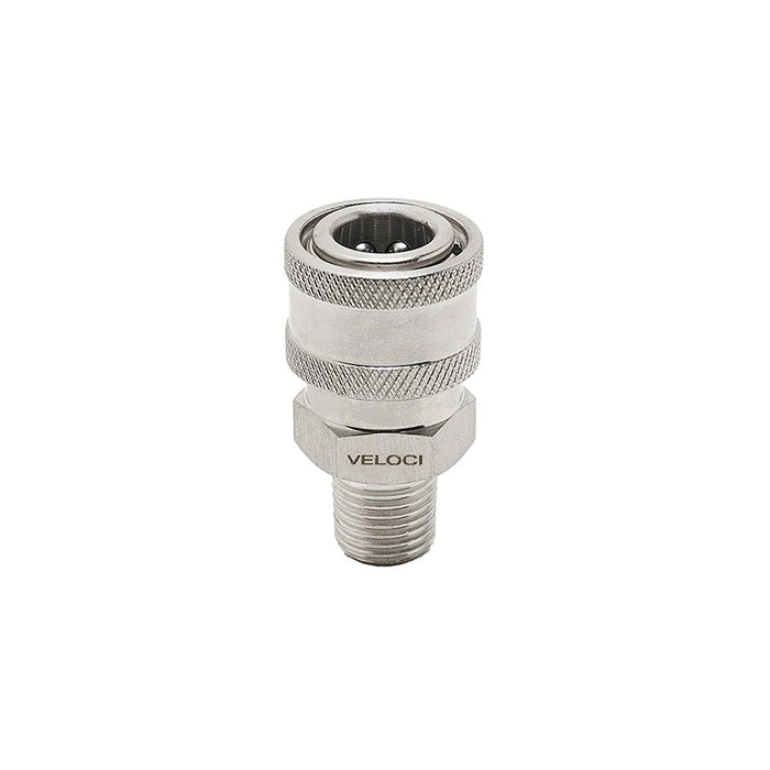 Veloci Stainless Steel QC Coupler - 1/4" MPT