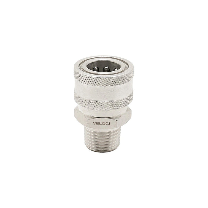 Veloci Stainless Steel QC Coupler - 1/2" MPT