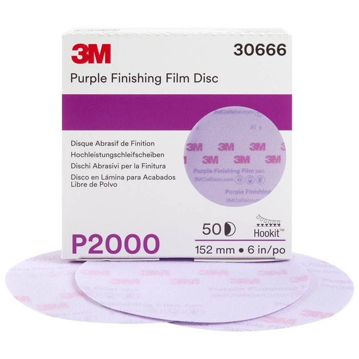3M Purple Finishing Film Sanding Discs, 30666 - 6", 2000 grit (box of 50)