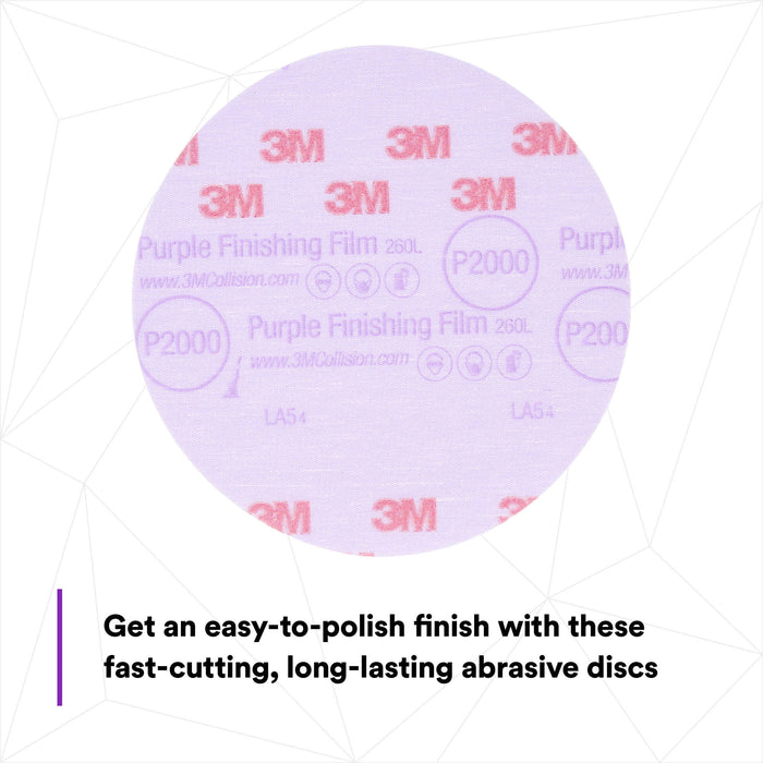 3M Purple Finishing Film Sanding Discs, 30666 - 6", 2000 grit (box of 50)