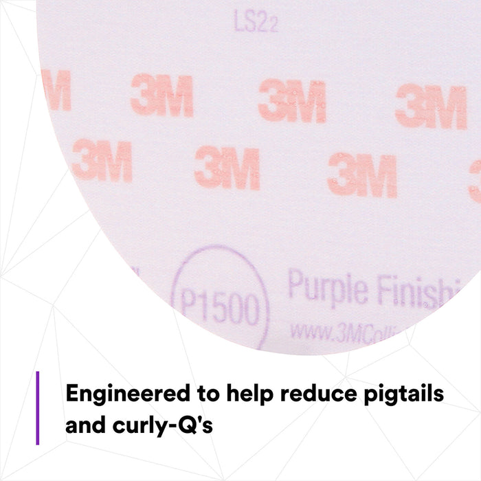 3M Purple Finishing Film Sanding Discs, 30667 - 6", 1500 grit (box of 50)