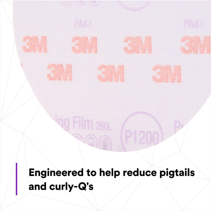 3M Purple Finishing Film Sanding Discs, 30668 - 6", 1200 grit (box of 50)