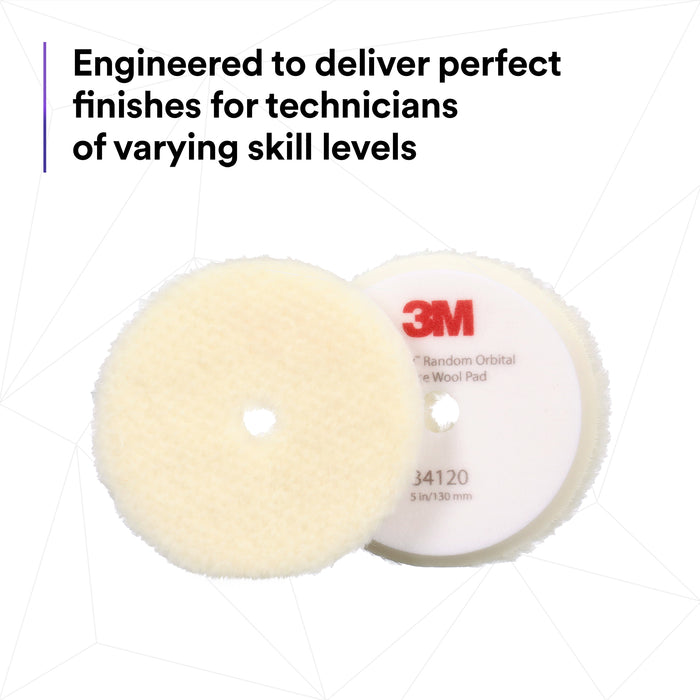 3M Perfect-It Random Orbital Coarse Wool Compounding Pad, 34120 - 5" White Wool (2 pack)