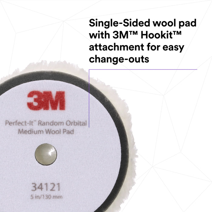 3M Perfect-It Random Orbital Medium Wool Compounding Pad, 34121 - 5" White Wool (2 pack)