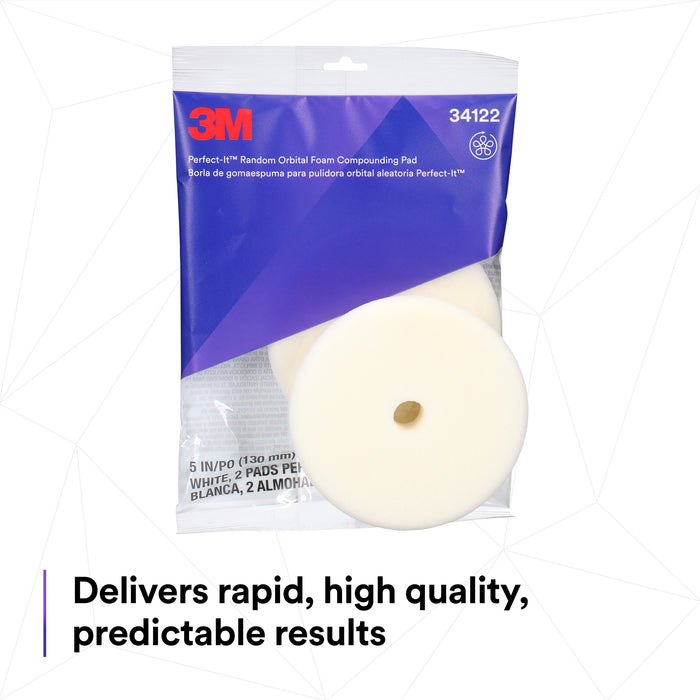 3M Perfect-It Random Orbital Foam Compounding Pad, 34122 - 5" White Foam (2 pack)