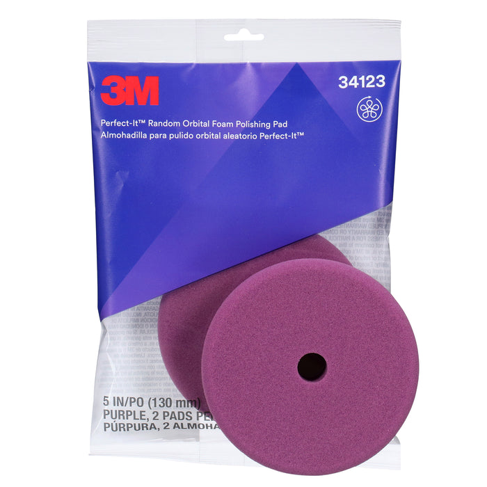 3M Perfect-It Random Orbital Foam Polishing Pad, 34123 - 5" Purple Foam (2 pack)