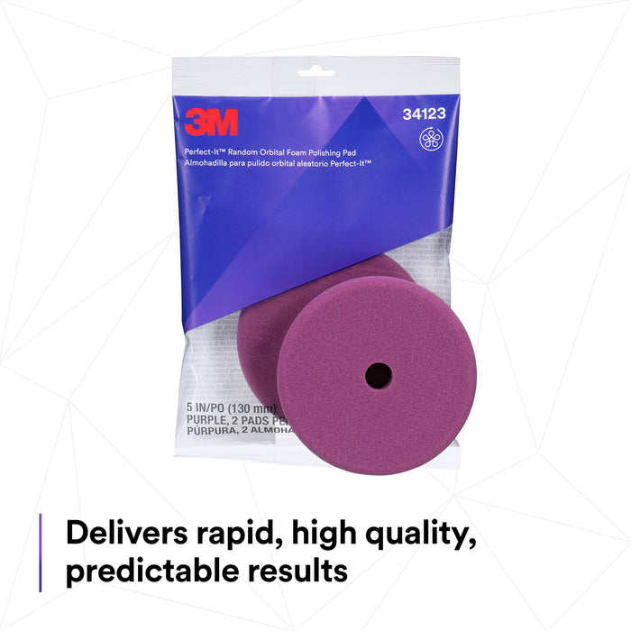 3M Perfect-It Random Orbital Foam Polishing Pad, 34123 - 5" Purple Foam (2 pack)