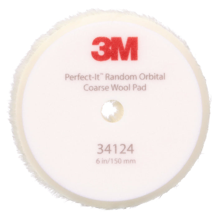 3M Perfect-It Random Orbital Coarse Wool Compounding Pad, 34124 - 6" White Wool (2 pack)