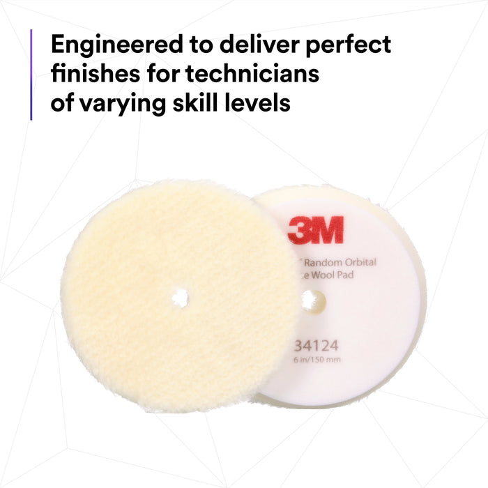 3M Perfect-It Random Orbital Coarse Wool Compounding Pad, 34124 - 6" White Wool (2 pack)