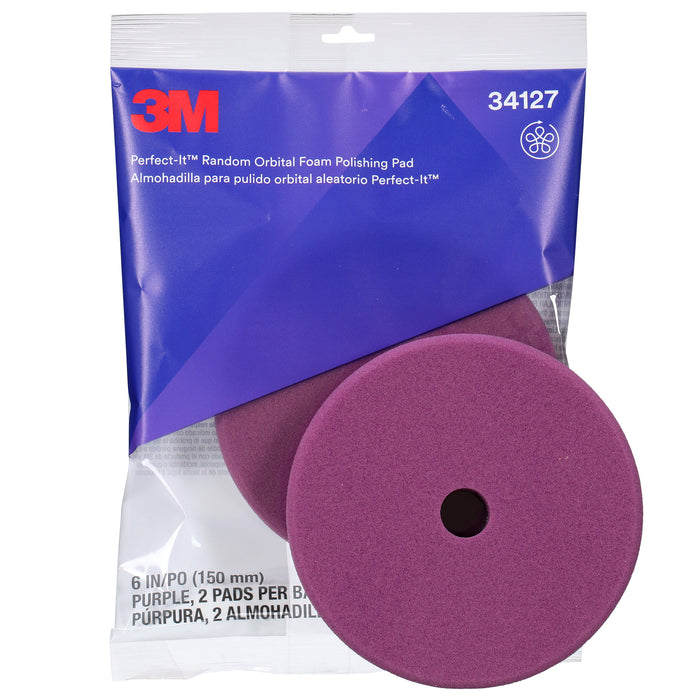 3M Perfect-It Random Orbital Foam Polishing Pad, 34127 - 6" Purple Foam (2 pack)