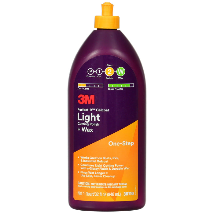 3M Perfect-It Gelcoat Light Cutting Polish + Wax, 36110 - 32 oz.