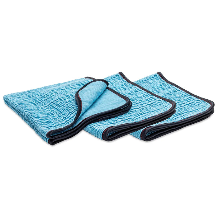 Griot's Garage PFM Crinkle Glass Towels - 16" x 16", Blue (3 pack)