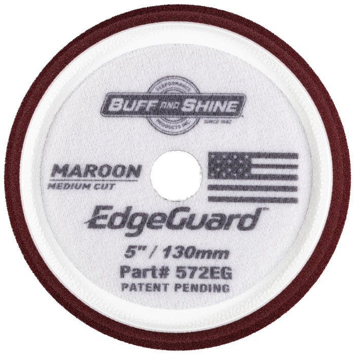 Buff and Shine EdgeGuard Foam Medium Cut Pad - 5", Maroon