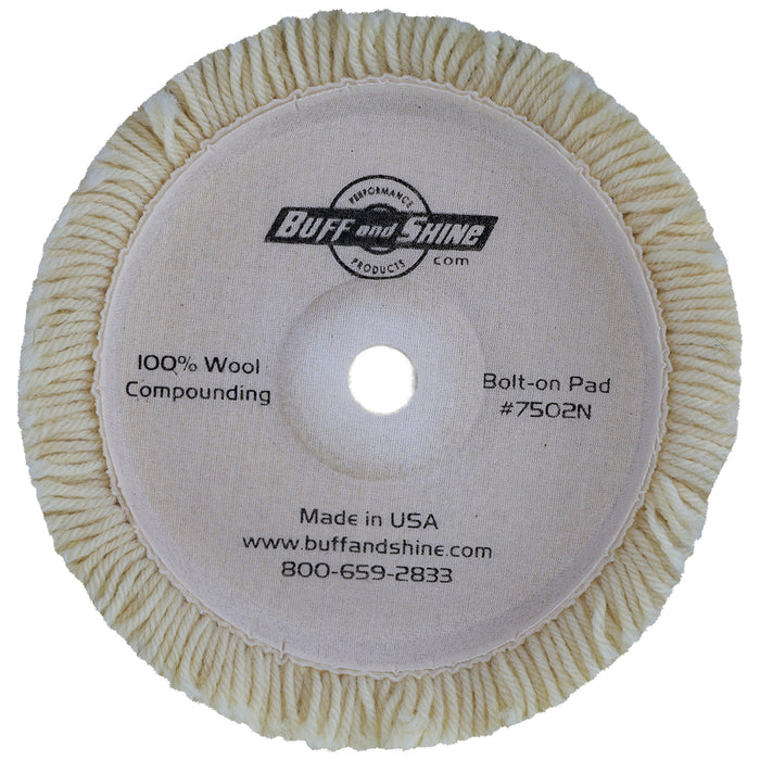 Buff and Shine Wool Compounding Pad with Bolt On Hub Backing - 6"