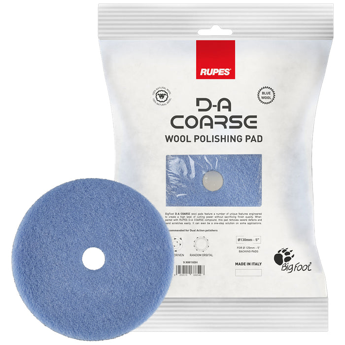 RUPES D-A Coarse Wool Polishing Pad, 9.NW130H - 5", Blue
