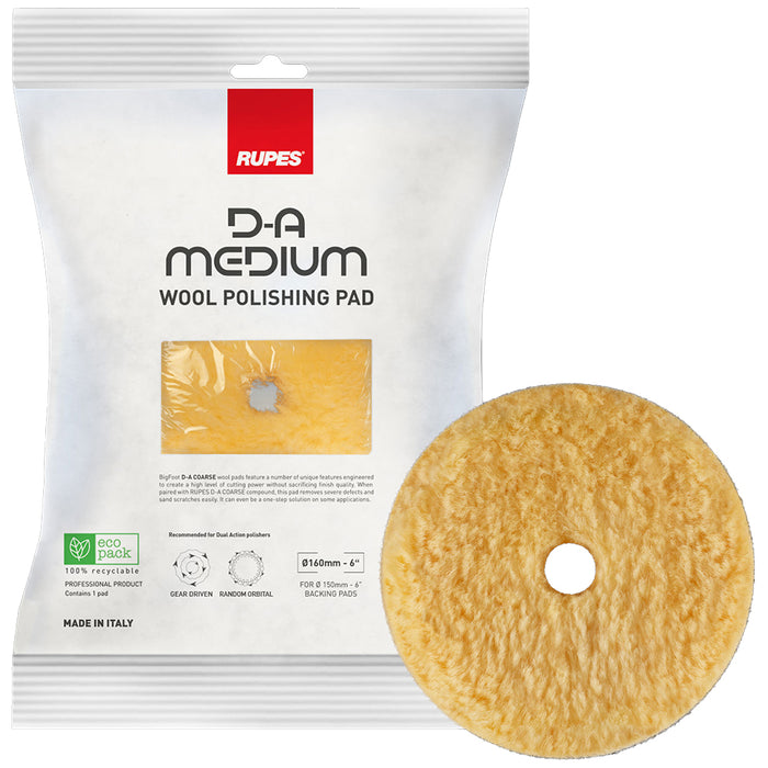 RUPES D-A Medium Wool Polishing Pad, 9.NW160M - 6", Yellow