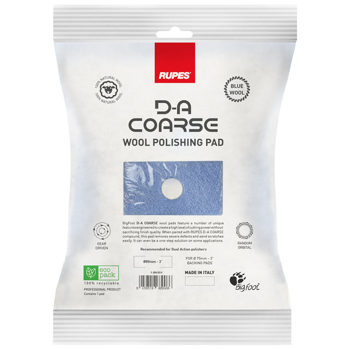 RUPES D-A Coarse Wool Polishing Pad, 9.NW160H - 6", Blue