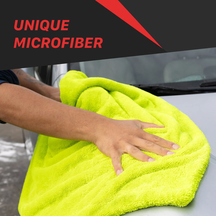 MaxShine "The Tank" Duo Twisted Loop Drying Towel, 1600GSM, 29" x 29" - Brilliant Green