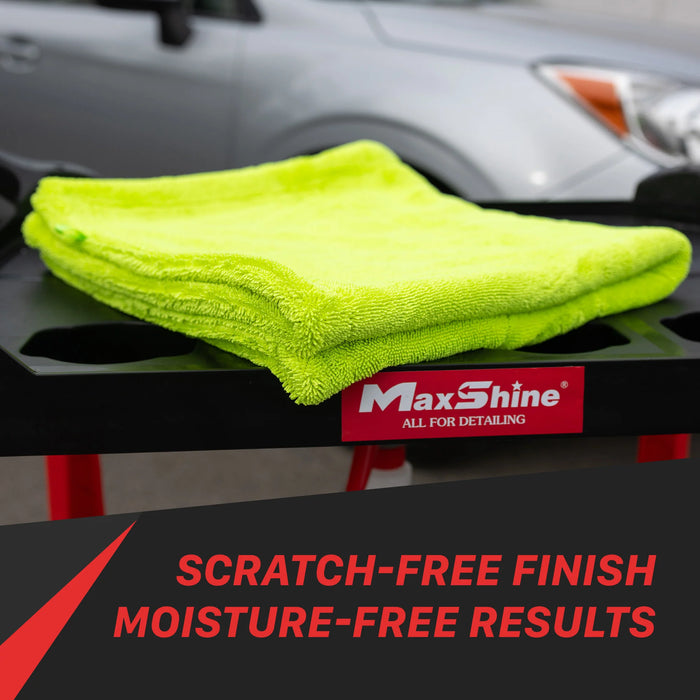 MaxShine "The Tank" Duo Twisted Loop Drying Towel, 1600GSM, 29" x 29" - Brilliant Green