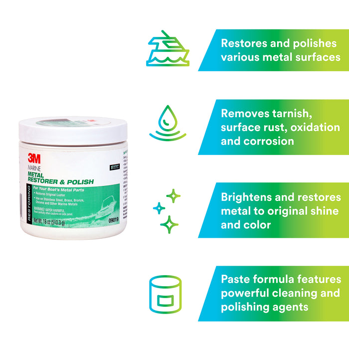 3M Marine Metal Restorer & Polish, 09019 - 18 oz.