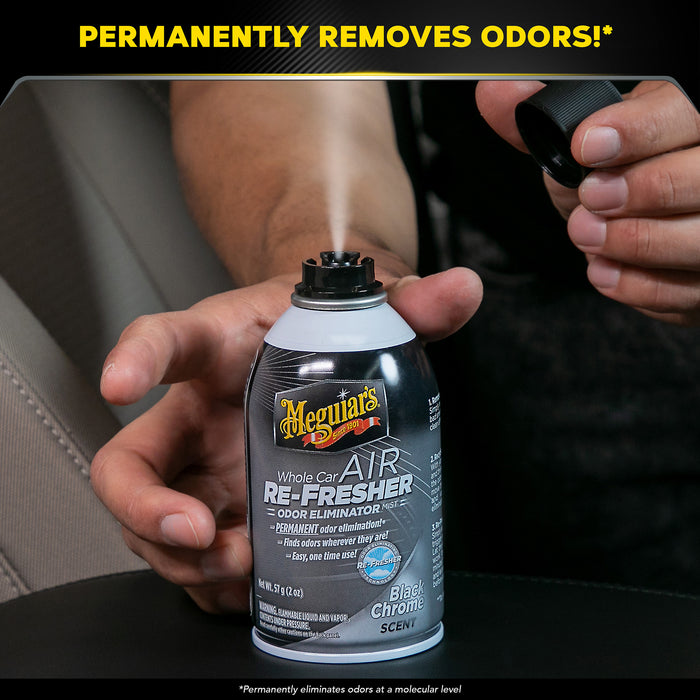 Meguiar's Whole Car Air Refresher Odor Eliminator, G181302 - Black Chrome Scent