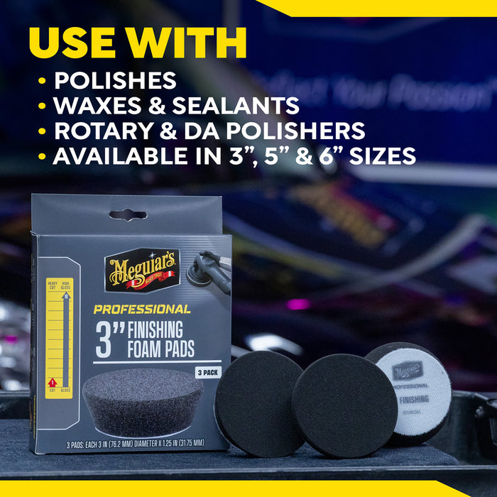 Meguiar's Professional Foam Finishing Pads, M3FFP3 - 3", Black (3 pack)