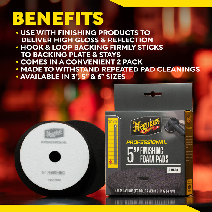 Meguiar's Professional Foam Finishing Pads, M5FFP2 - 5", Black (2 pack)