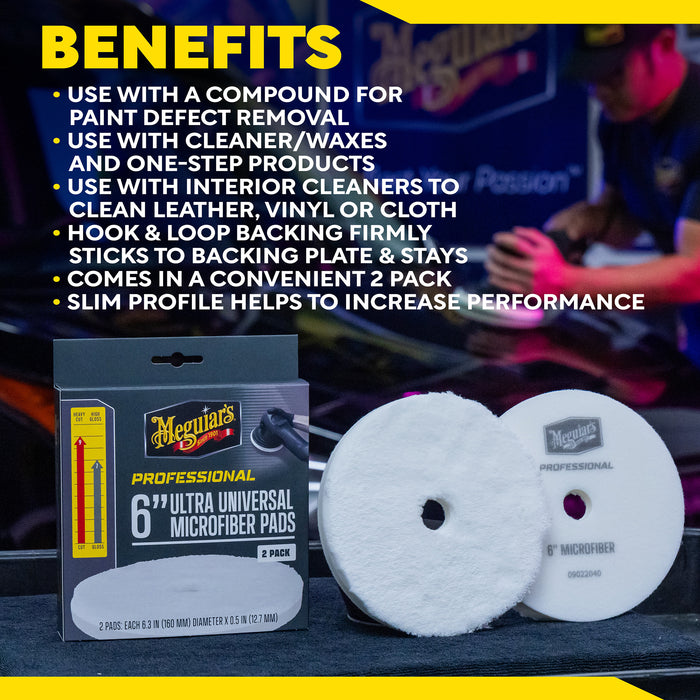 Meguiar's Professional Ultra Universal Microfiber Pads, M6MFP2 - 6" (2 pack)