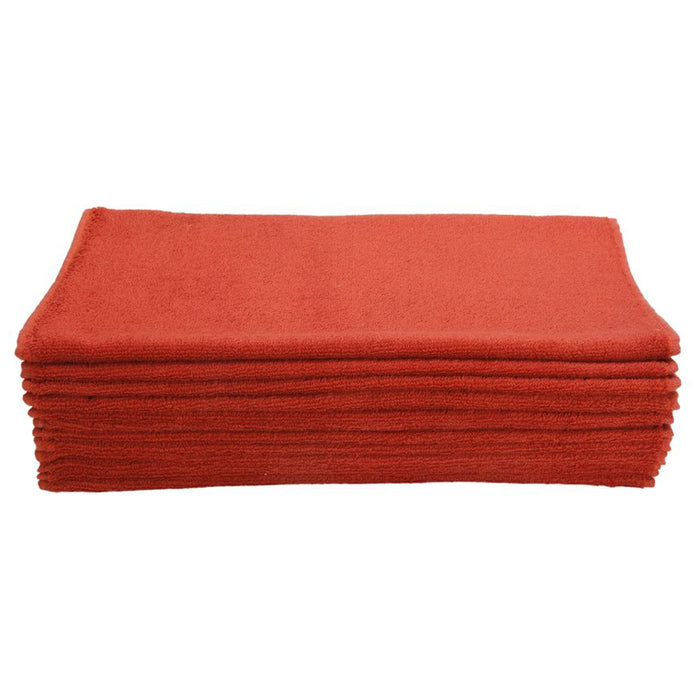 Super Towel Cotton Terry Car Wash Towel, 16" x 25" - Red (12 Pack)