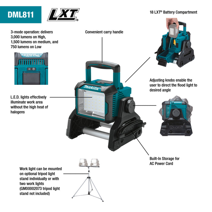 Makita 18V LXT Lithium-Ion Cordless/Corded Work Light (Light Only)
