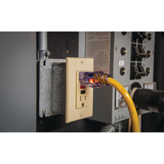 DEWALT 12/3 Lighted Locking Extension Cord with CGM - 100 ft., Yellow