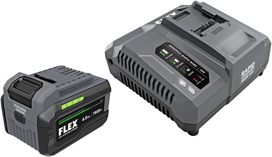 FLEX 24V 6.0Ah Stacked Lithium-Ion Starter Kit (280W Rapid Charger)