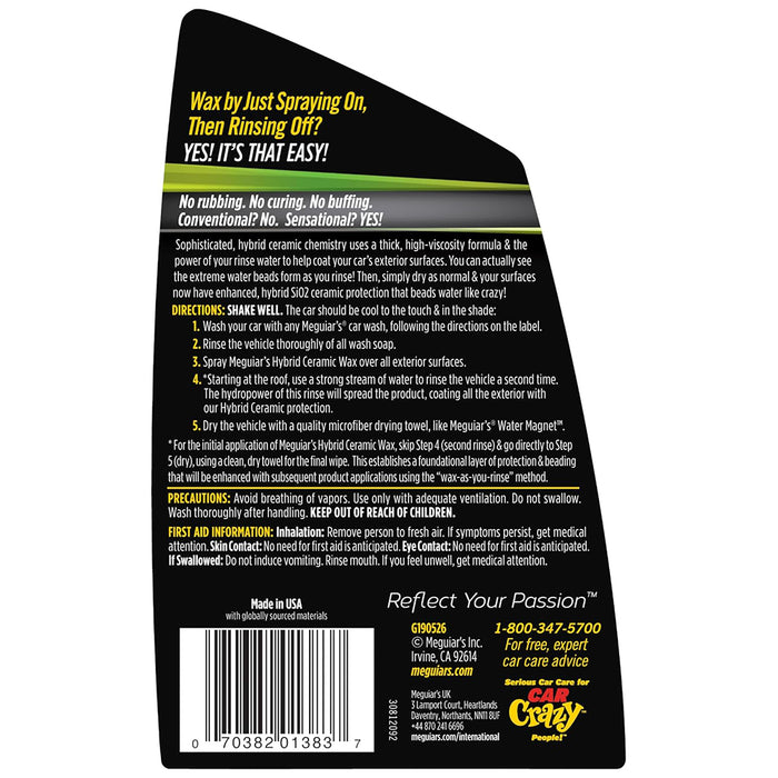 Meguiar's Hybrid Ceramic Spray Wax, G190526 - 26 oz