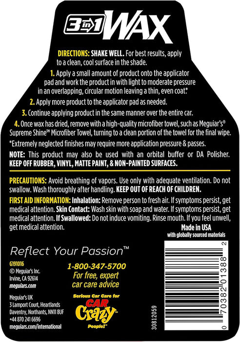 Meguiar's 3 in 1 Wax, G191016 - 16 oz.