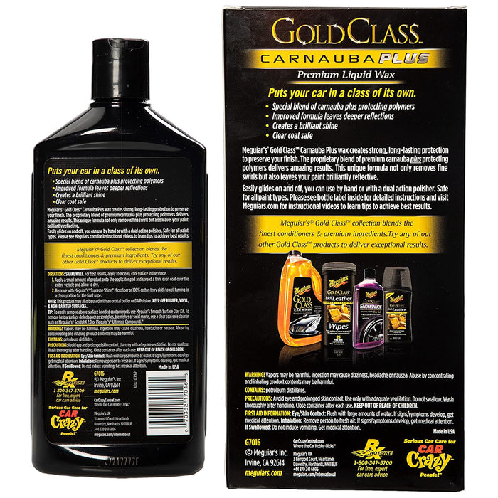 Meguiar's Gold Class Carnauba Plus Premium Liquid Wax, G7016 - 16 oz.