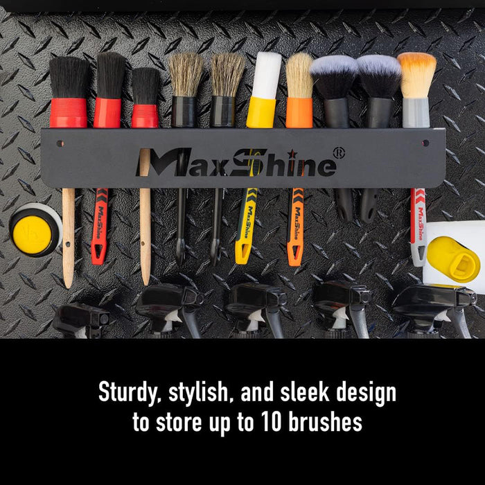 MAXSHINE Wall-Mounted Detailing Brush Holder - Organizes Up To 10 Sash Brushes (Model BH01)