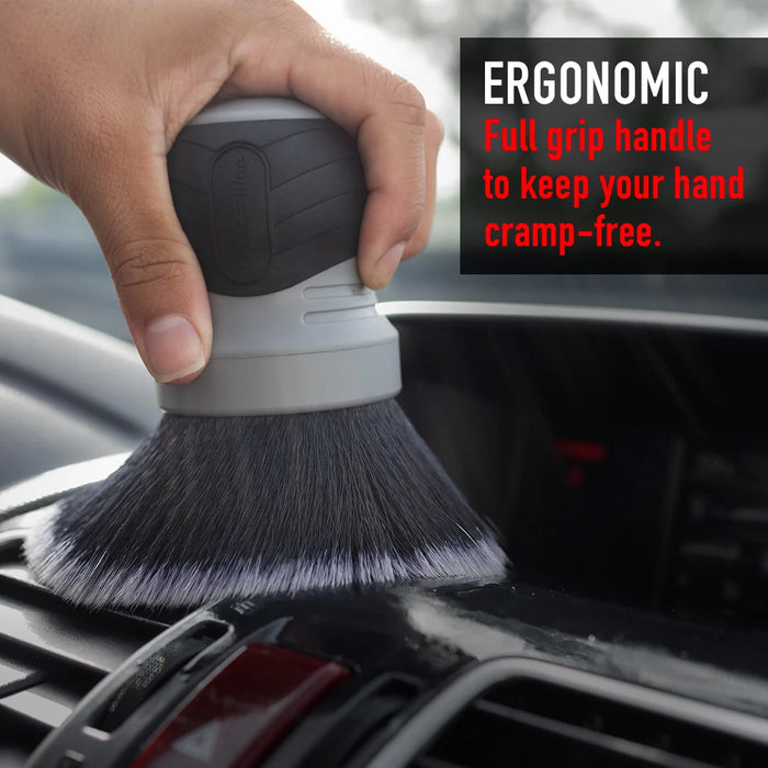 MaxShine Curved Grip XL Detailing Brush - Ultra Soft Bristle - Gray