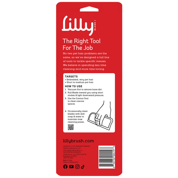 Lilly Brush Blade Pet Hair Remover Kit (Blade + Crevice Tool)
